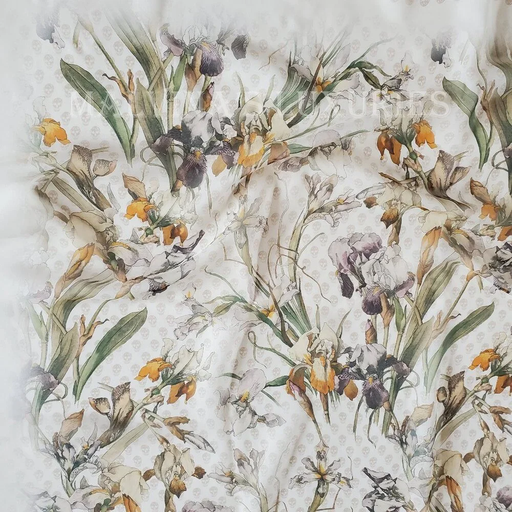 ALEXANDER MCQUEEN SCARF WILD IRIS SKULL PRINT SILK 54